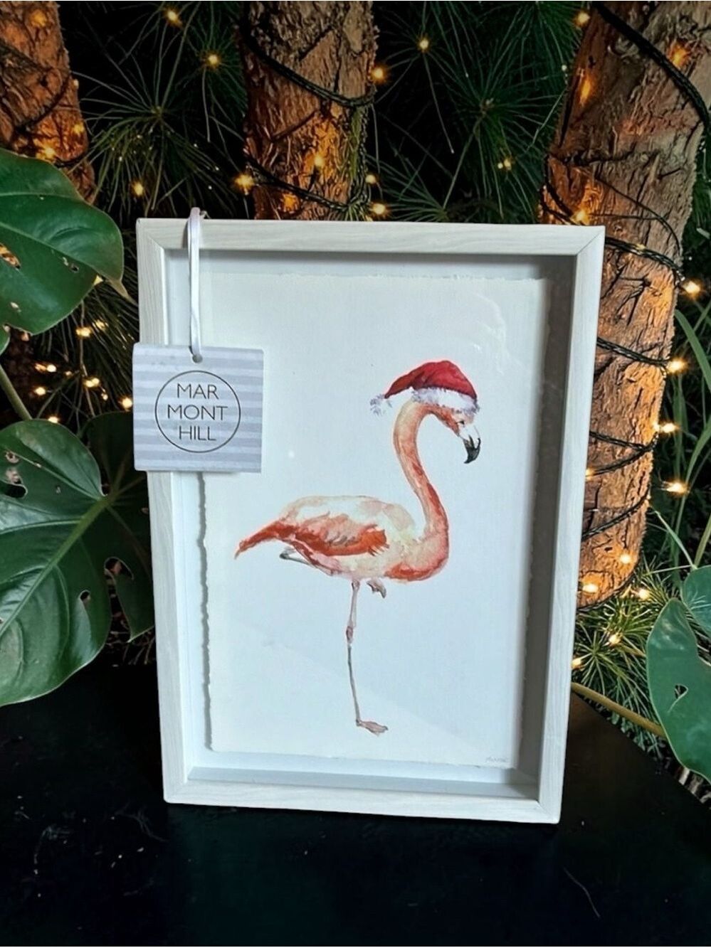 Marmont Hill Tropical Santa Flamingo Christmas Print